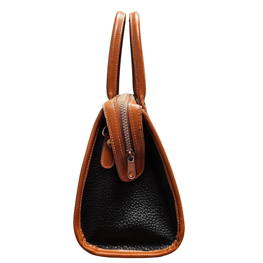 Dooney & Bourke Satchel Bag Womens Medium Black Tan Vintage AWL Duck